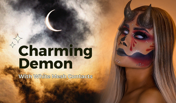 Charming Demon with White Mesh Contacts