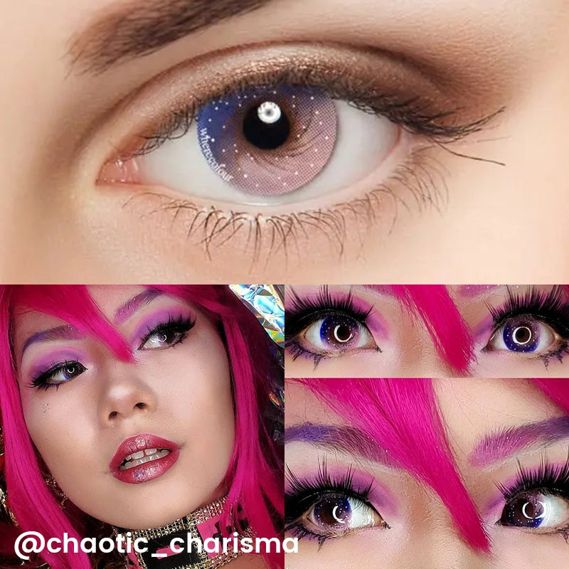 Amazing Pink Galaxy Colored Eye Plano Contacts Lenses