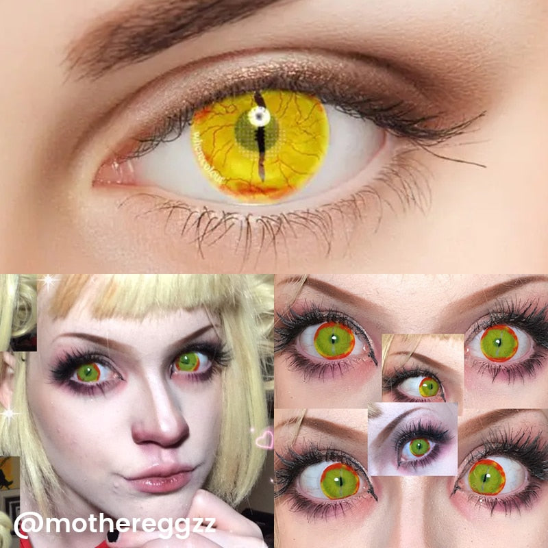 Dragon Eye Contacts-Vivid Dragon Eye Yellow Non-Prescription Plano Colored  Contacts Lenses-Wherecolour